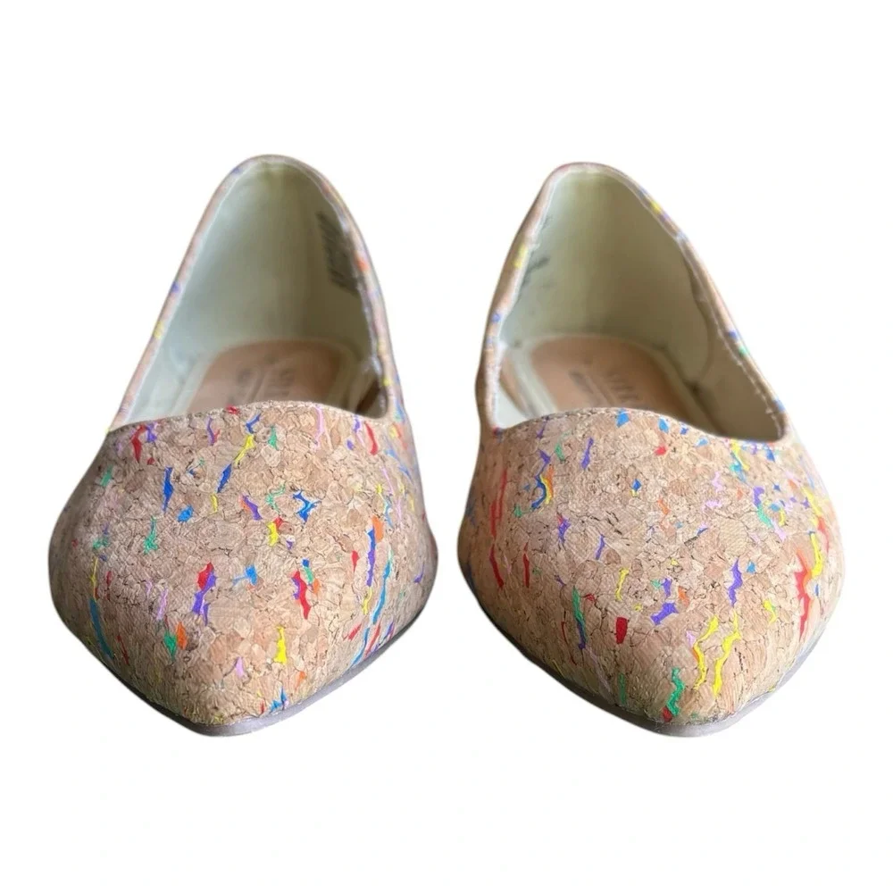 Serra Cork Flats Womens Size 7 Pointed Toe Multicolor Speckled Slip On Casual
